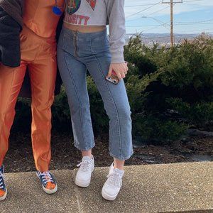 BDG Zip-Front Cropped Kick Flare Jean